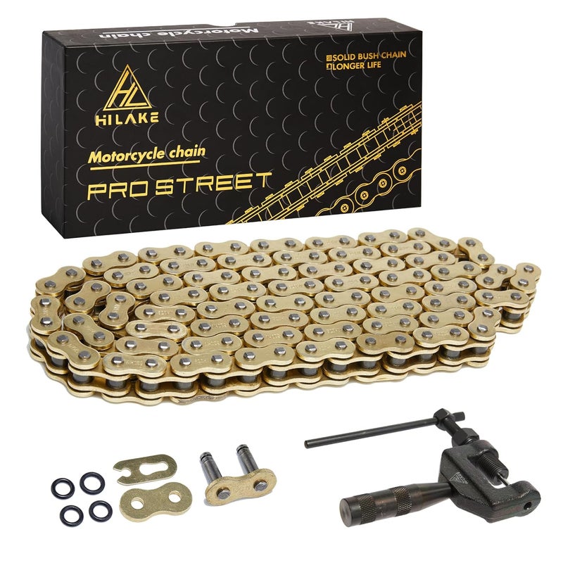 HILAKE 520 Motorcycle Chain 110 Links O-Ring with Connecting Master Link and Chain Breaker Heavy Duty Drive Chain for Motorcycle Bicycle Go Kart Mini Trail Bike - Image 1